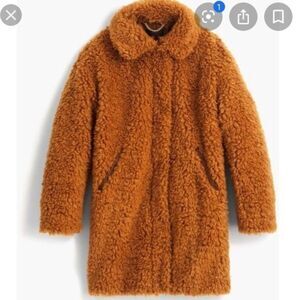 NWOT! J.Crew The Textured Teddy Coat - Caramel (Tan) | Size XXS